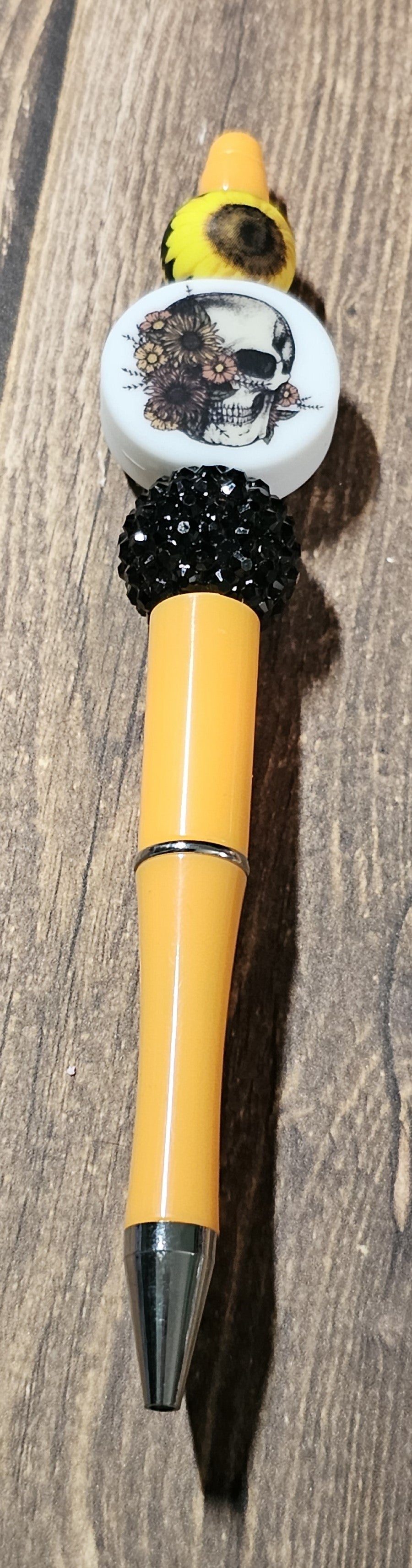 Orange Flower Skull Pen