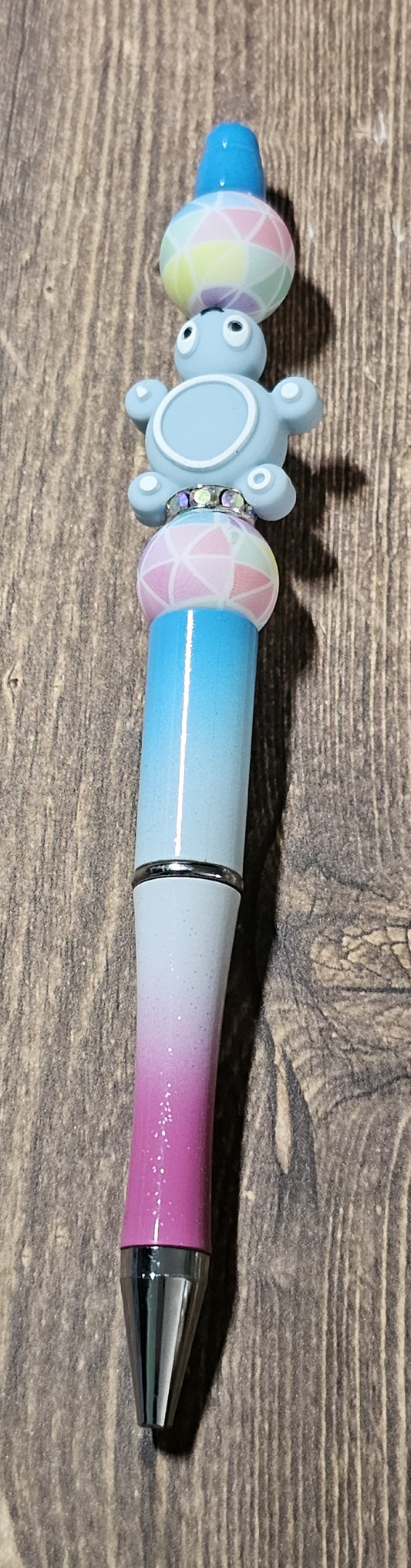 Blue, White, and Pink Ombre Turtle Pen