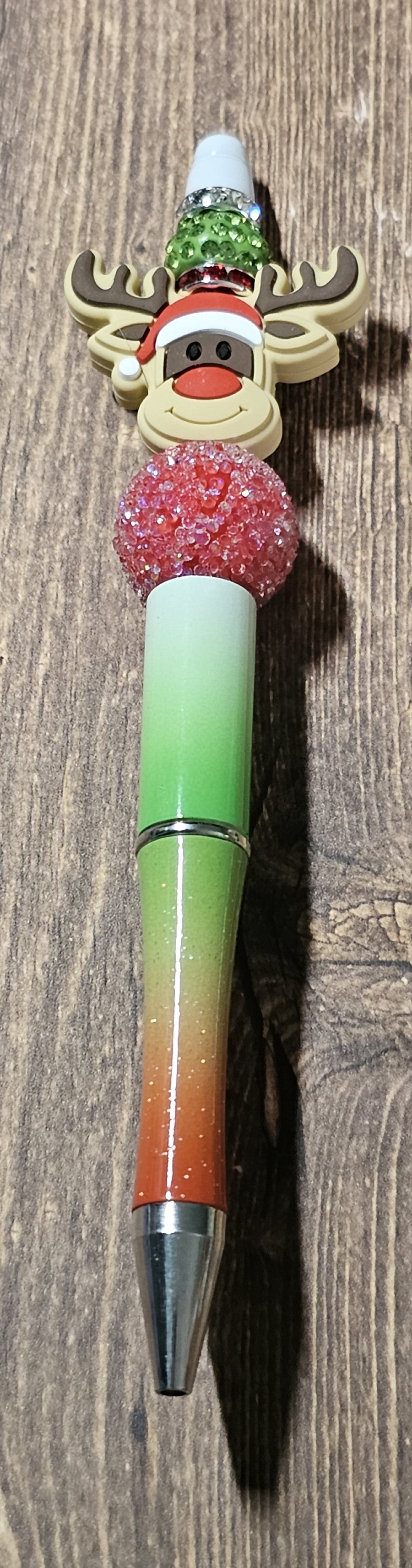 White, Green, and Red Ombre Reindeer Pen