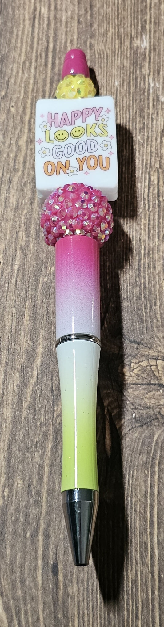 Pink, White, and Yellow Happy Pen