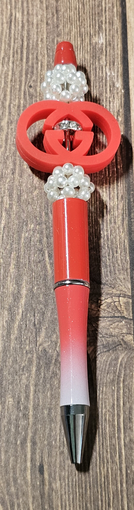 Red and White Ombre with Pearls G's Pen