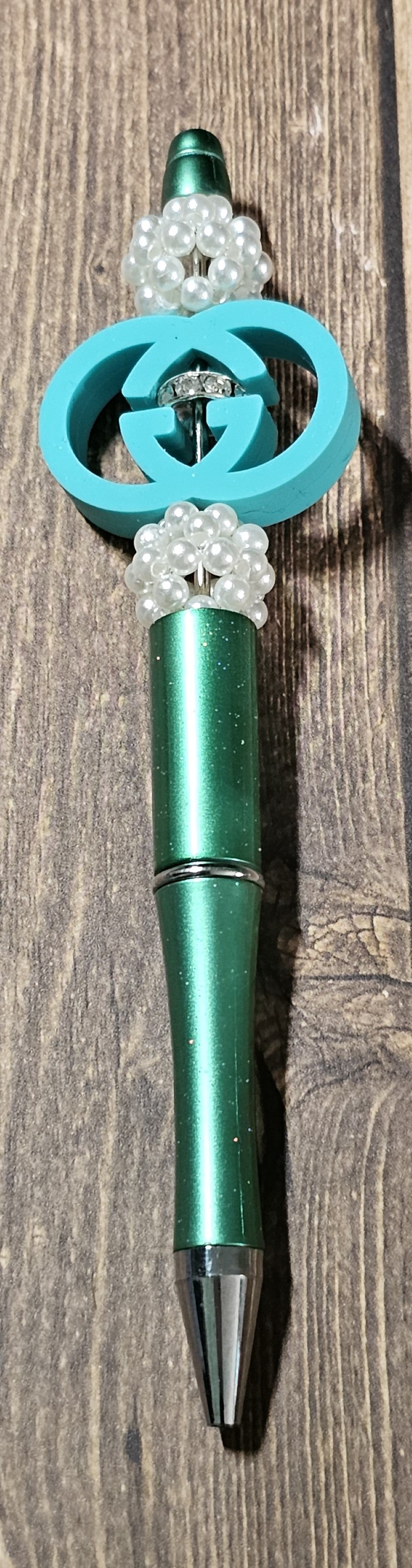 Green and Teal with Pearls G's Pen