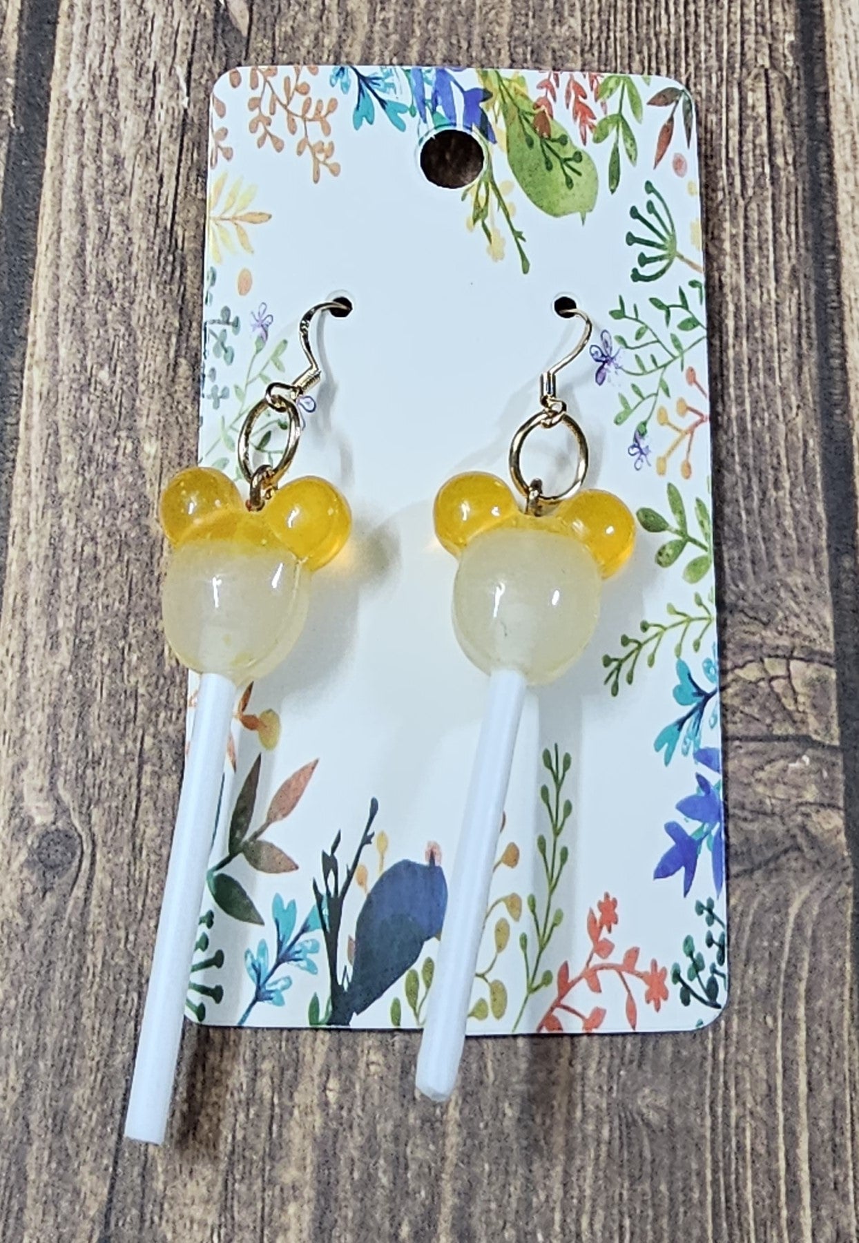 Half Yellow Mouse Earrings