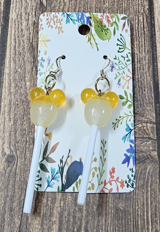 Half Yellow Mouse Earrings