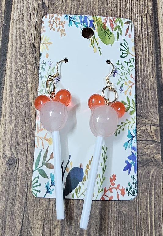 Half Red Mouse Earrings