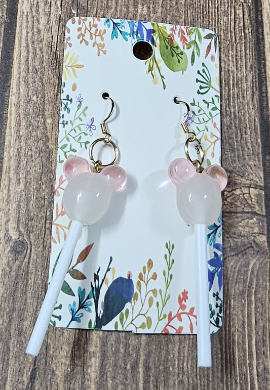 Half Pink Mouse Earrings