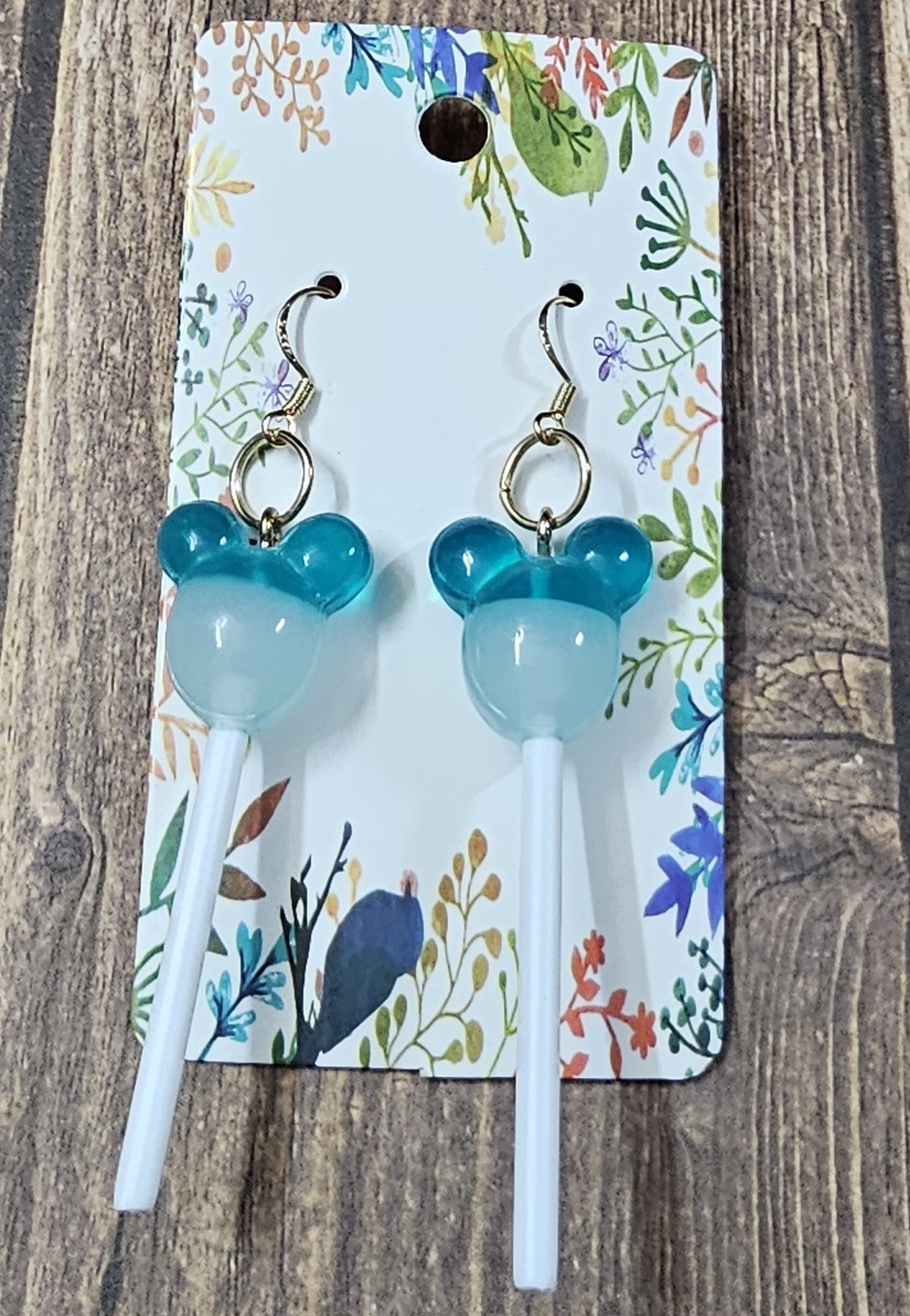 Half Blue Mouse Earrings