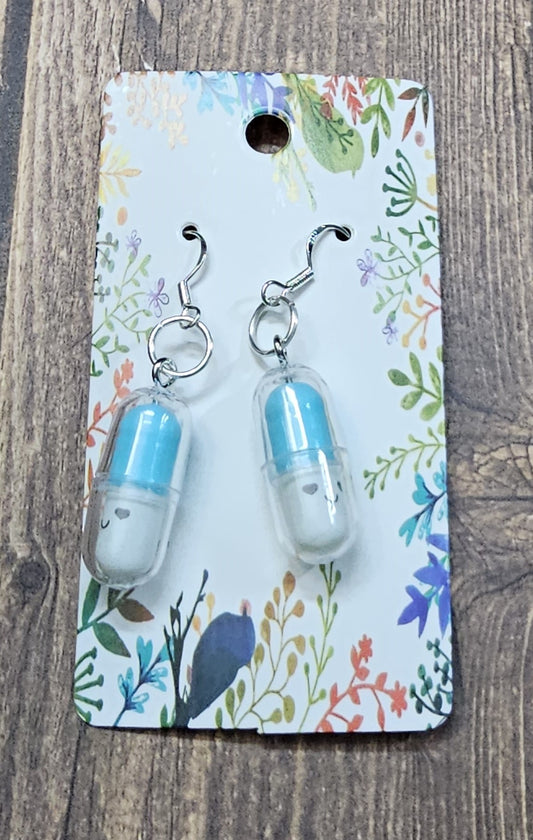 Light Blue Pill Earrings