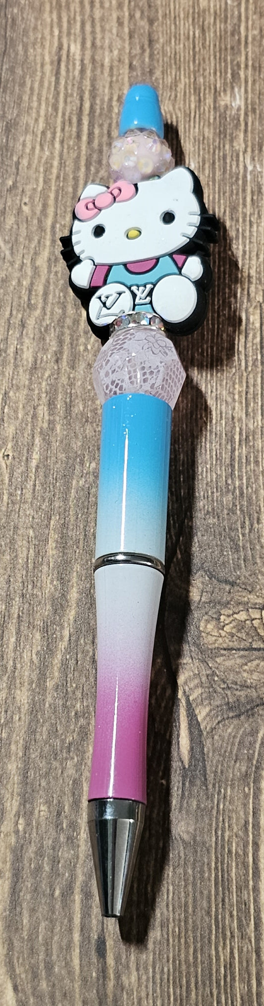 Blue, White, and Pink Ombre Kitty Pen