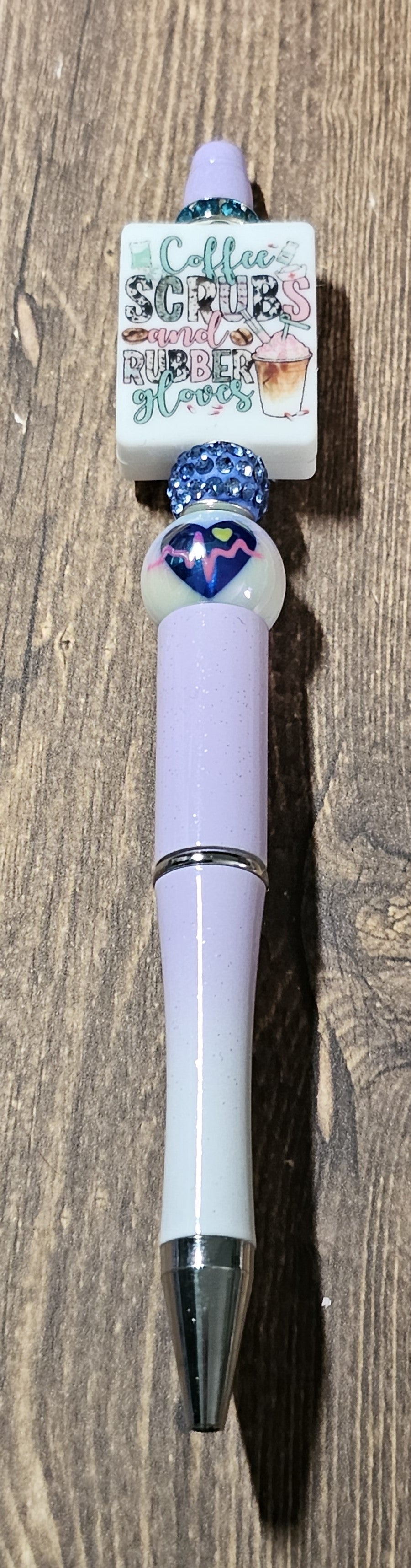 Light Purple and White Ombre with Blue Hearts Nurse Pen