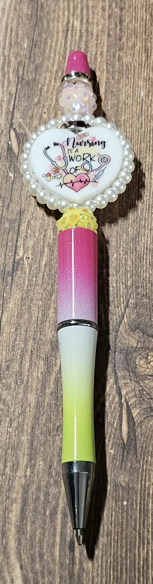 Pink, White, and Yellow Ombre Nurse Pen