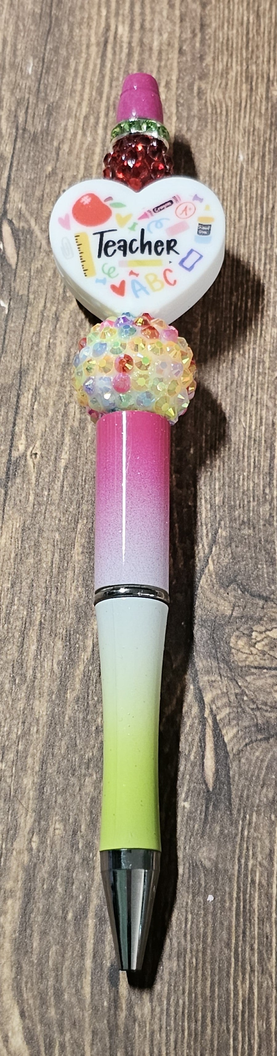 Pink, White, and Yellow Ombre Teacher Pen