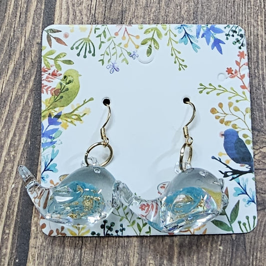 Blue and Gold Whale Earrings