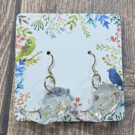 White and Gold Whale Earrings