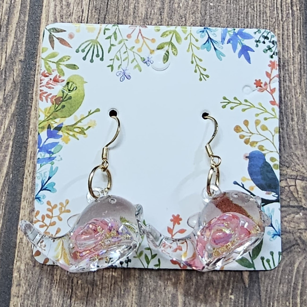 Pink and Gold Whale Earrings