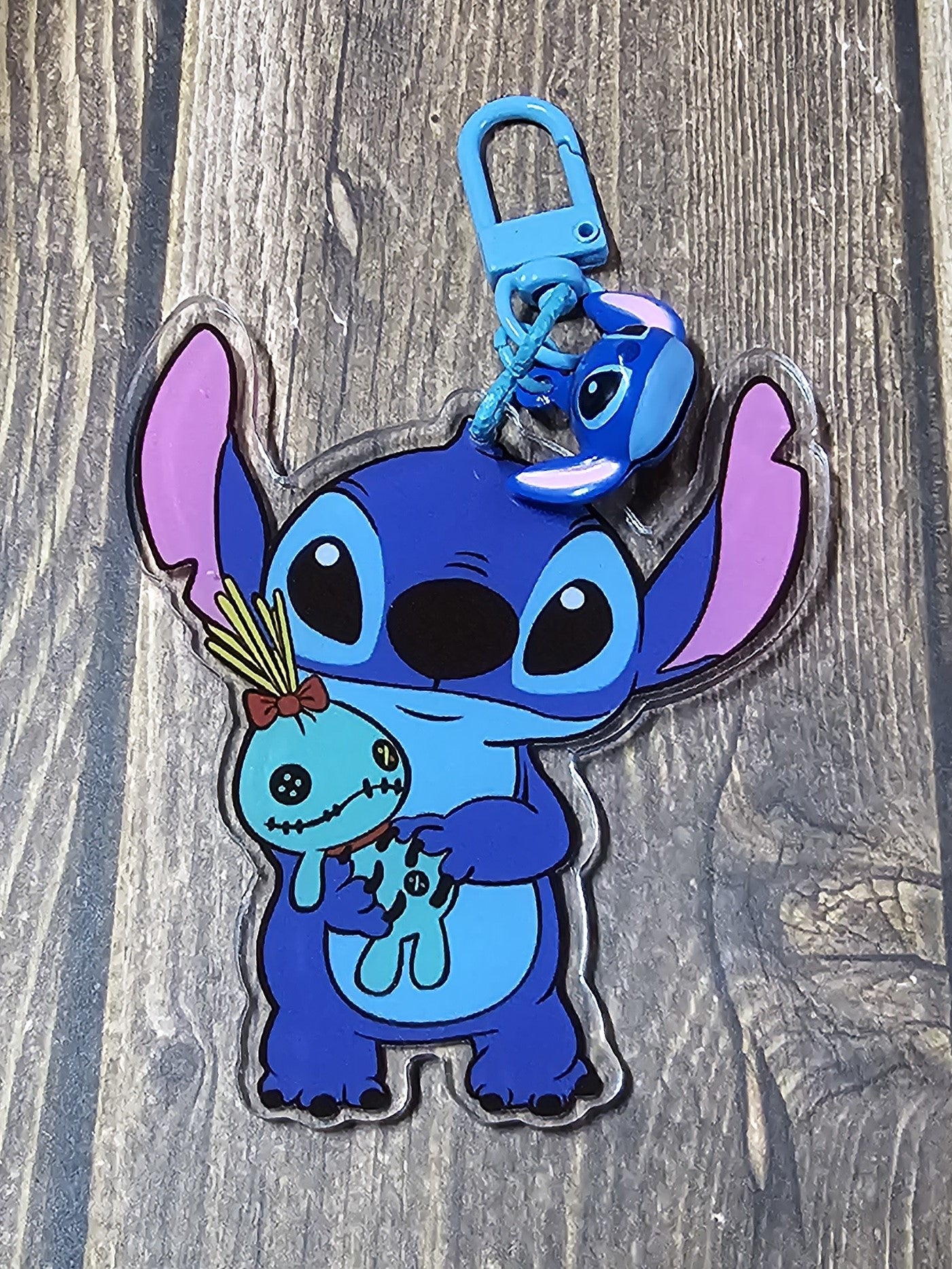 Blue Alien and Doll Keychain with Bell