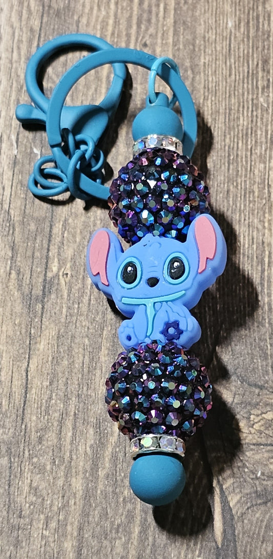 Blue Alien Metal Keychain