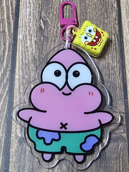 Pink Starfish in Excitement Keychain with Bell