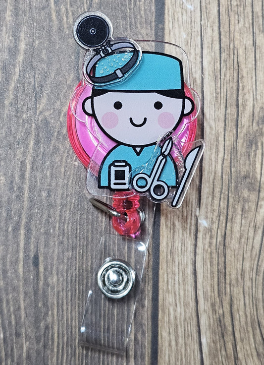 Surgeon Pink Badge Reel