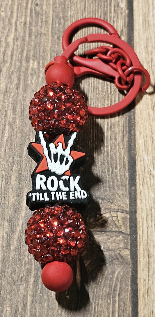 Rock On Metal Keychain