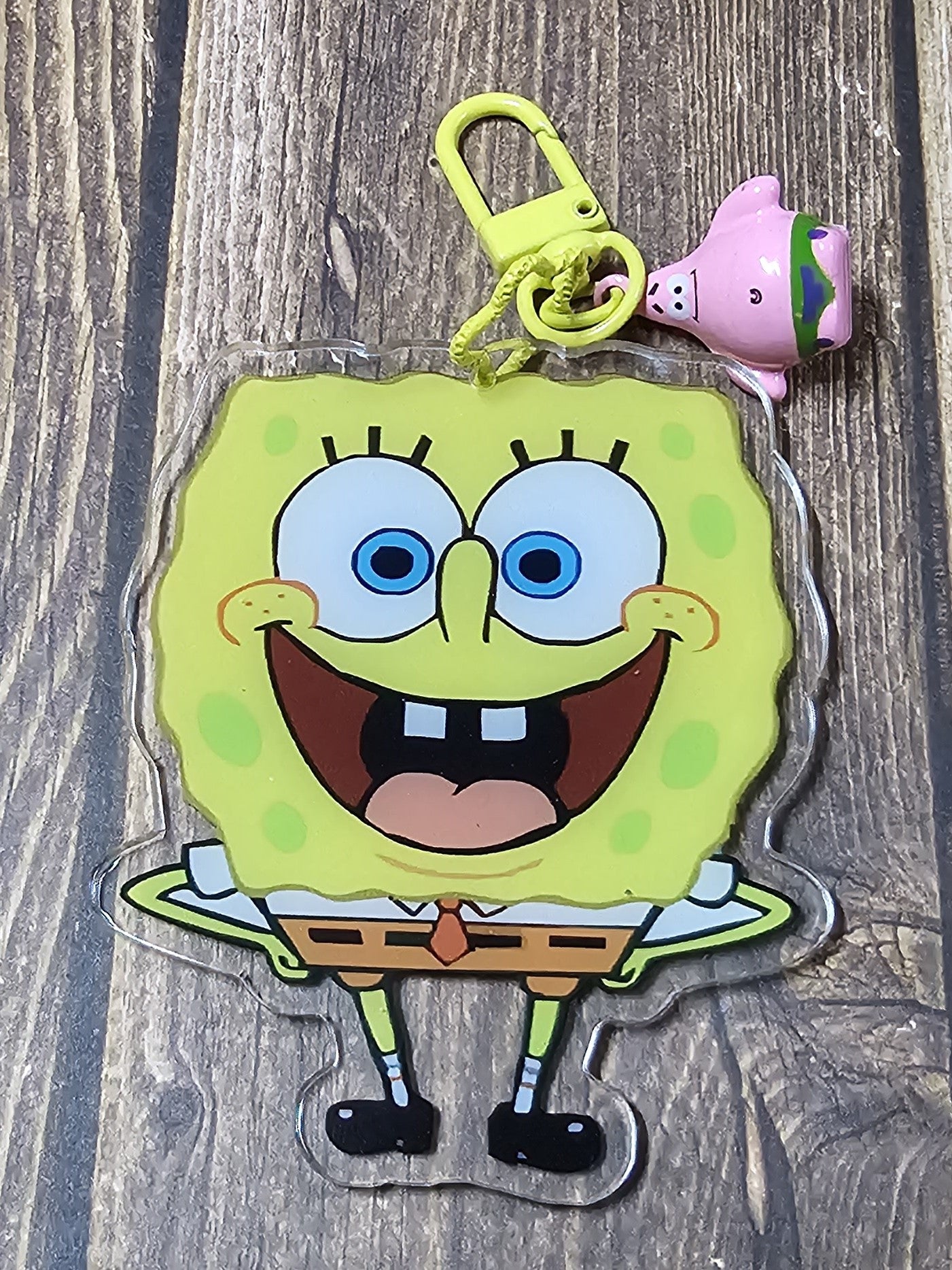 Yellow Sponge in Happiness Keychain with Bell